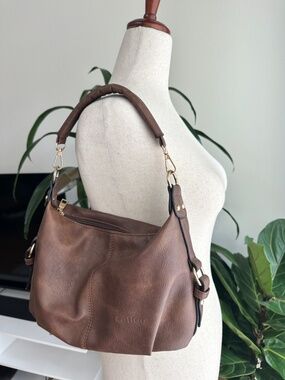 Brown Shoulder Bag Hobo Style Medium Lightweight Casual Chic